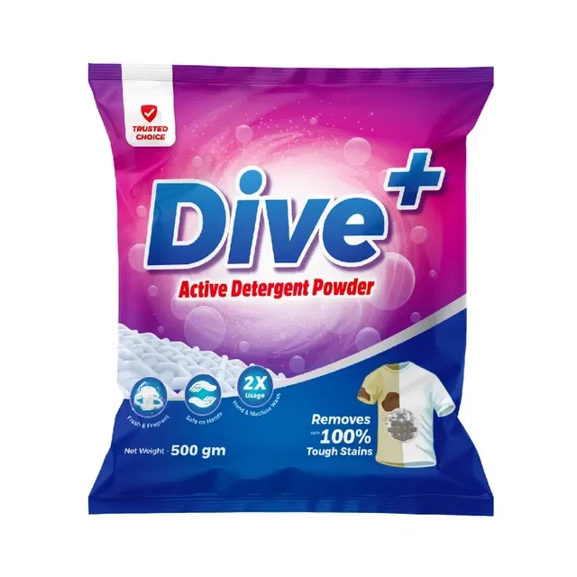 डाइव + एक्टिव डिटर्जेंट पाउडर 500 g