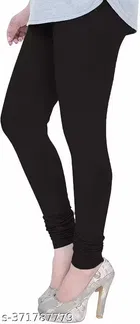 Solid Cotton Blend Churidars Pant for Women ,Black 