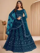 Net Embroidred Semi Stiched Lehenga Choli for Women 