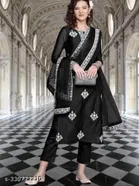 Viscose Rayon Embroidered Kurta with Pant & Dupatta for Women 