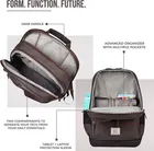 Gear Vintage Boxy, 26L Water Resistant Faux Leather Laptop Backpack for Men & Women, Brown Black