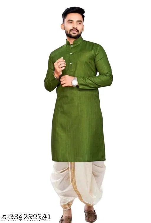 Kurta for Men (Olive, XL)