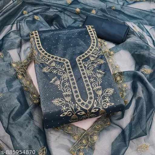 Embroidered Patiala Suit for Women (6.65 meter (XXL)) (6.65 meter (XXL)