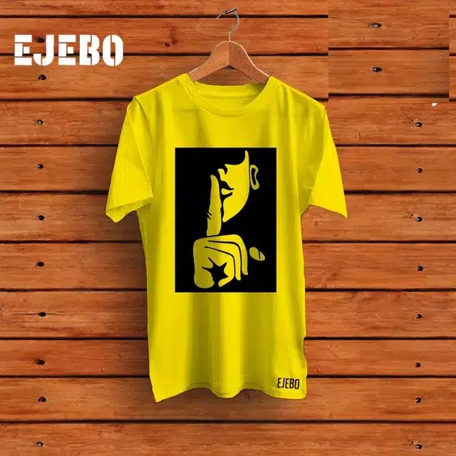 Half Sleeves Printed T-shirt for Men (Yellow, S)