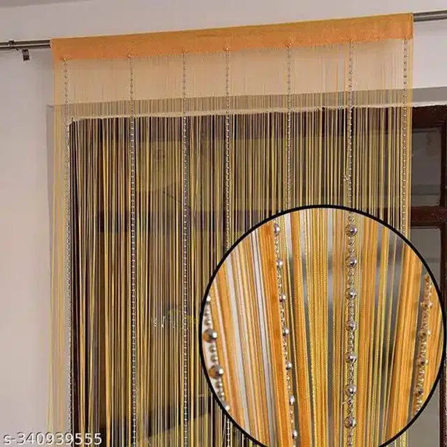 Polyester Beads Curtain for Door (Orange, 7 Feet)
