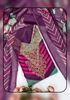 Chanderi Cotton Embroidered Unstitched Suit Fabric, Purple