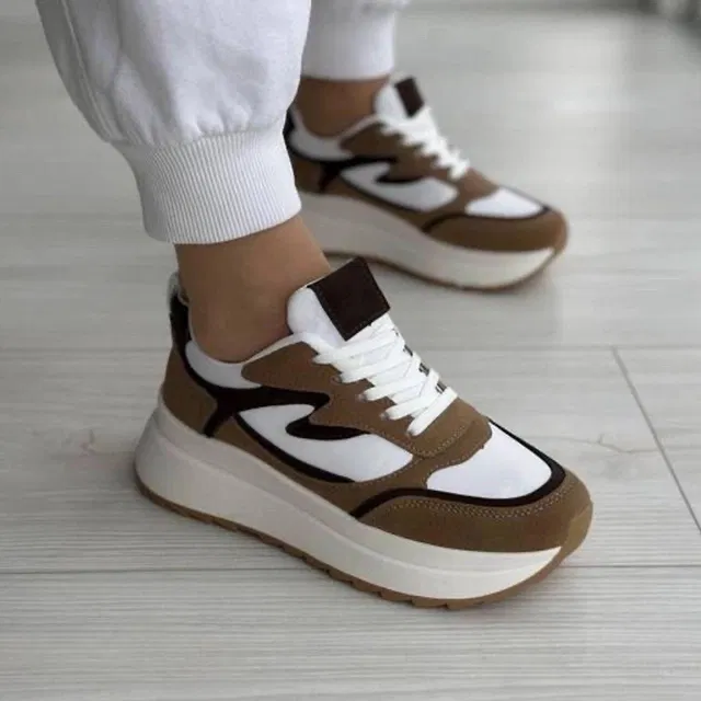 Casual Shoes for Women (Brown & White, 7)