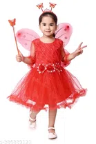 Net Frock for Girls (Red, 6-9 Months)