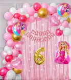Barbie Theme 6th Birthday Balloon Decoration Kit For Kids, Multicolor, Pack Of 67