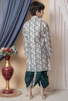 Dupion Silk Printed Kurta with Dhoti for Boys, Multicolor 