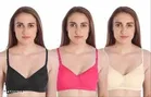 Cotton Solid Bra for Women & Girls, Multicolour, Pack of 3 