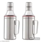 Oil Bottle with Handle & Cleaning Brushs (Pack of 2) (Silver, 1000 ml)