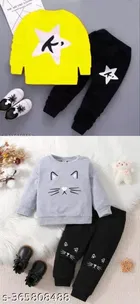 Cotton Blend Full Sleeves T-Shirt with Pant Clothing Set for Kids 