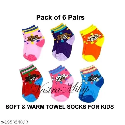 Woolen Socks for Kids (Multicolor, 5-6 Years) (Set of 6)