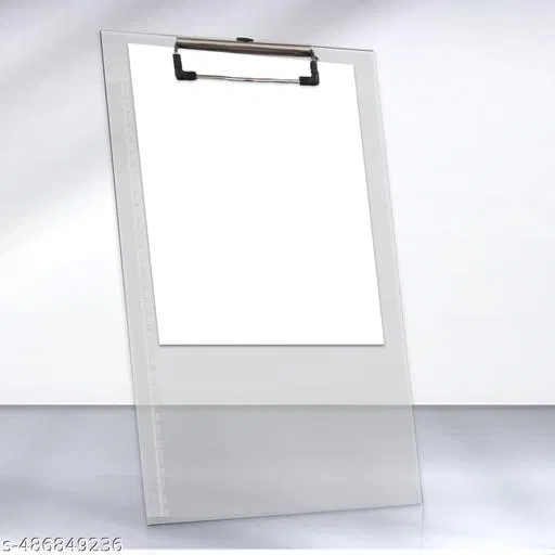 Unbreakable Transparent Paper Clipboard | Writing Pad | Drawing/Writing/Exam Board/Clipboard with Clip and Elastic - Sturdy, Lightweight for Office, School, College Transparent Exam Pad