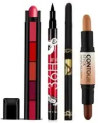 Combo of 5-in-1 Mini Lipstick with 36H Waterproof Eyeliner, Kajal & Contour Stick (Set of 4)