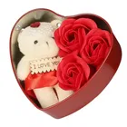 Plastic Heart Shape Box with Teddy Bear 