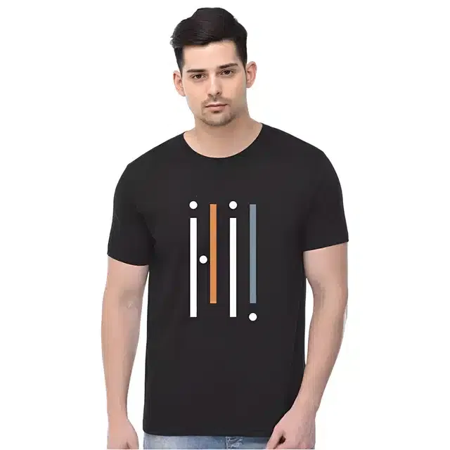 Printed T-Shirt for Men (Black, M)