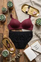 Full Coverage Wireless Padded Bra and Hot Panty Set for Women, Pack of 2 