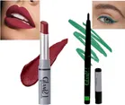 Glam21 Matte Non Transfer Lipstick with Sharpener & Glam21 Waterproof Kajal 