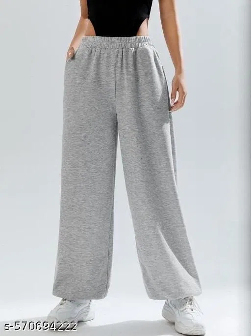 Cotton Blend Solid Trousers for Men, Grey (S)