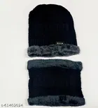 Woolen Beanie Cap with Neck Scarf for Men 