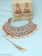 Rose Gold Bridal Chocker with Pearl Jumkha Jewellery Set for Women 
