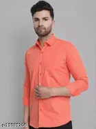 Cotton Blend Solid Shirts for Men, Orange 