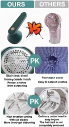 Rechargeable Lint Remover, 6 Steel Blades Efficient Woolen Clothes Sweaters Blankets Jackets Lint Remover 