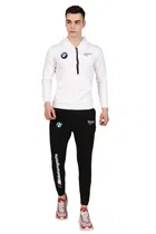 Lycra Printed Tracksuit for Men (White & Black, M)