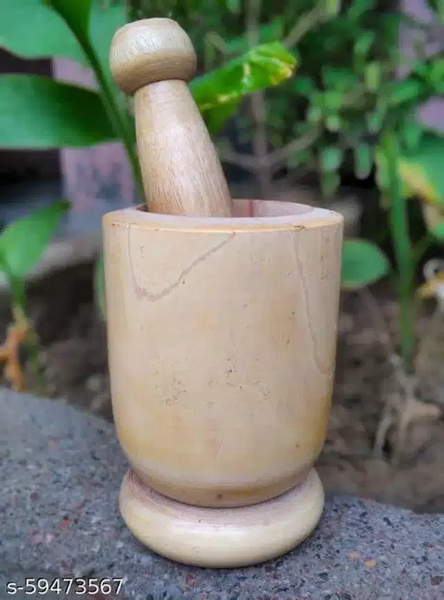 Wooden Carved Mortar & Pestle (Brown, Set of 1)