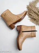Shoetopia Solid Synthetic Boots Cream 