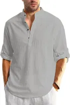 Full Sleeves Solid Short Kurta for Men 