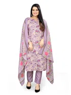 Cotton Blend Floral Unstitched Suits Fabrics for Women (Purple, 2 m)