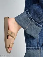 Shoetopia Beige Solid Flat Sandals 