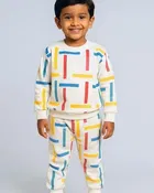 Cotton Hosiery Printed Clothing Set for Boys, White 