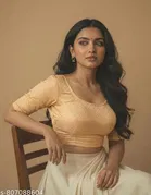 Lycra Ready Made Blouse for Women, Beige 