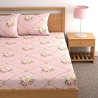 CG Homes Cotton Bedsheet 90x100 Inch with 2 Pillow Cover 