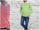 Cotton Blend Solid Polo T-Shirt for Men, Pink & Green, Pack of 2 