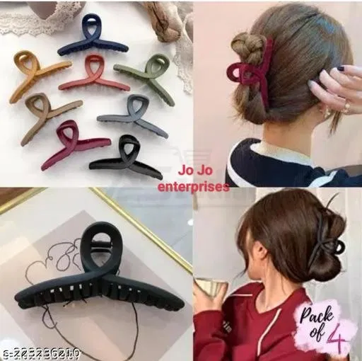 ABS Plastic Hair Clutcher for Women & Girls (Multicolor, Pack of 4)