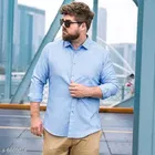 Cotton Blend Solid Full Sleeves Shirt for Men 