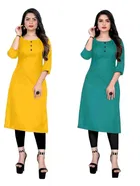 Crepe Solid Kurtis for Women 