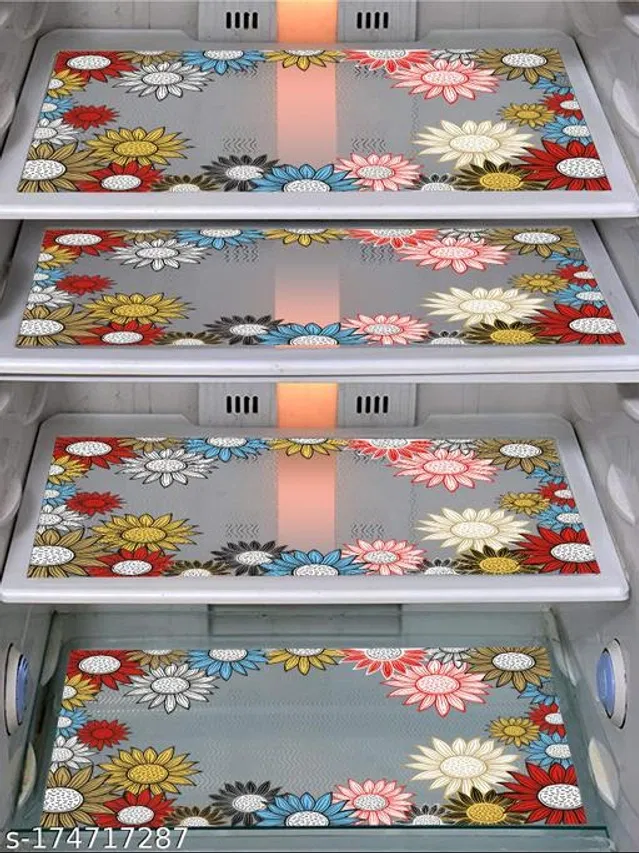 Waterproof Fridge Mats (Multicolor, Pack of 4)
