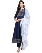 Rayon Embroidered Kurta Set for Women 