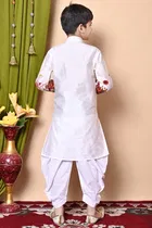 Dupion Silk Printed Kurta with Dhoti for Boys, Multicolor 