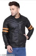 Synthetic Leather Full Sleeves Solid Jacket for Men 