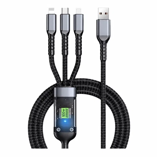 3in1 Cable 6 A 1 m Charging Cable with LED Display (Multioclor)