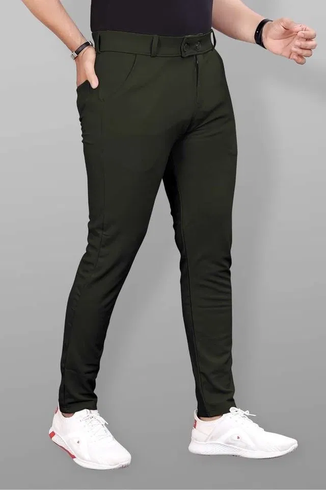 Lycra Track Pant for Men (Green, 28)