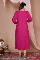 Solid Embroidered Rayon Slub Kurti for Women 