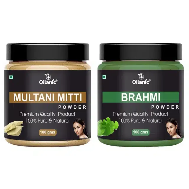 Natural Multani Mitti & Brahmi Powder for Skin & Hair (Pack of 2, 100 g)
